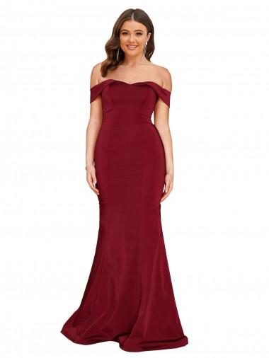 Site de Comprimento Chão Sem Mangas Spandex Borgonha Sereia Sem Mangas Vestidos de Madrinha / Vestidos de Noite / Vestidos de Festa