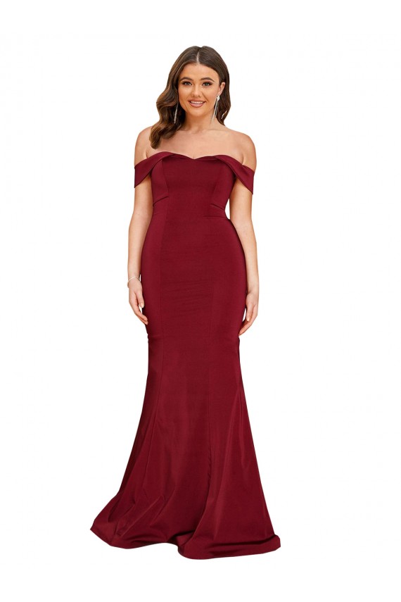 Site de Comprimento Chão Sem Mangas Spandex Borgonha Sereia Sem Mangas Vestidos de Madrinha / Vestidos de Noite / Vestidos de Festa