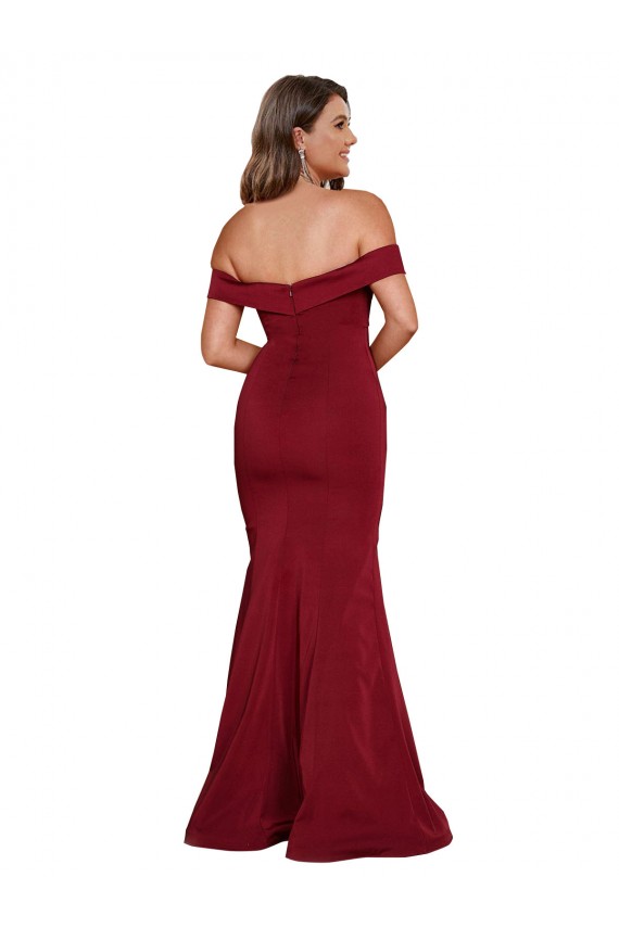 Site de Comprimento Chão Sem Mangas Spandex Borgonha Sereia Sem Mangas Vestidos de Madrinha / Vestidos de Noite / Vestidos de Festa