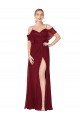 Site de Comprimento Chão Ombro Frio Chiffon Borgonha Trombeta Vestidos de Madrinha / Vestidos de Noite / Vestidos de Festa