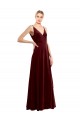Site de Comprimento Chão Sem Mangas Veludo Elástico Borgonha Linha A Vestidos de Madrinha / Vestidos de Festa / Vestidos de Noite