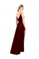 Site de Comprimento Chão Sem Mangas Veludo Elástico Borgonha Linha A Vestidos de Madrinha / Vestidos de Festa / Vestidos de Noite