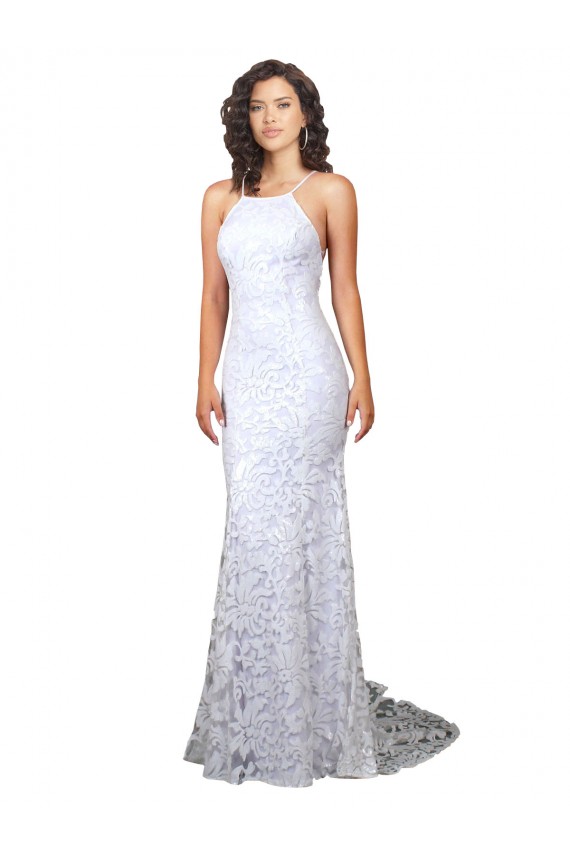Site de Comboio Varredela Sem Mangas Renda Branco Bainha Vestidos de Noiva
