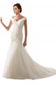 Site de Comboio Capela Sem Mangas Tule Branco Bainha Vestidos de Noiva