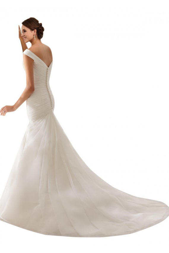 Site de Comboio Capela Sem Mangas Tule Branco Bainha Vestidos de Noiva