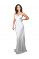 Site de Comboio Varredela Sem Mangas Cetim Sedoso Branco Bainha Vestidos de Noiva