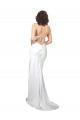 Site de Comboio Varredela Sem Mangas Cetim Sedoso Branco Bainha Vestidos de Noiva