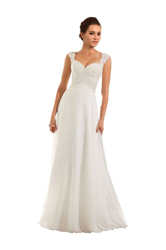 Site de Comboio Capela Mangas Compridas Chiffon & Renda Branco Bainha Mangas Compridas Vestidos de Noiva