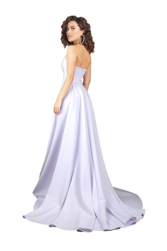 Site de Comprimento Chão Sem Mangas Crepe Esticado Branco Linha A Vestidos de Noiva