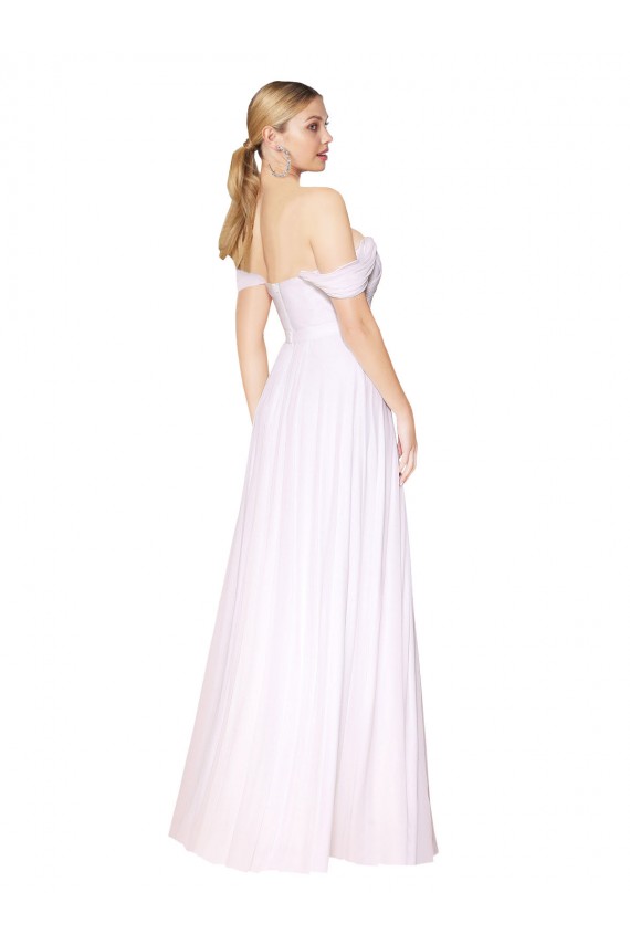 Site de Comprimento Chão Sem Mangas Chiffon Branco Linha A Vestidos de Madrinha / Vestidos de Noite / Vestidos de Festa