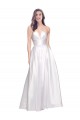 Site de Comprimento Chão Sem Mangas Cetim Elástico Branco Linha A Vestidos de Madrinha / Vestidos de Noite / Vestidos de Festa