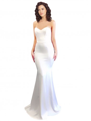 Site de Comprimento Chão Sem Mangas Crepe Esticado Branco Sereia Sem Mangas Amor Vestidos de Madrinha / Vestidos de Noite / Vestidos de Festa