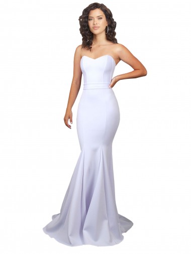 Site de Comprimento Chão Sem Mangas Crepe Esticado Branco Sereia Vestidos de Noiva