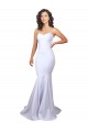 Site de Comprimento Chão Sem Mangas Crepe Esticado Branco Sereia Vestidos de Noiva