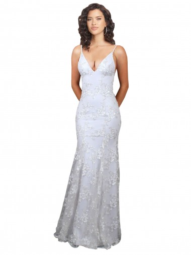 Site de Comprimento Chão Sem Mangas Crepe Esticado & Lantejoulas Tule Branco Sereia Vestidos de Madrinha / Vestidos de Noite / Vestidos de Festa