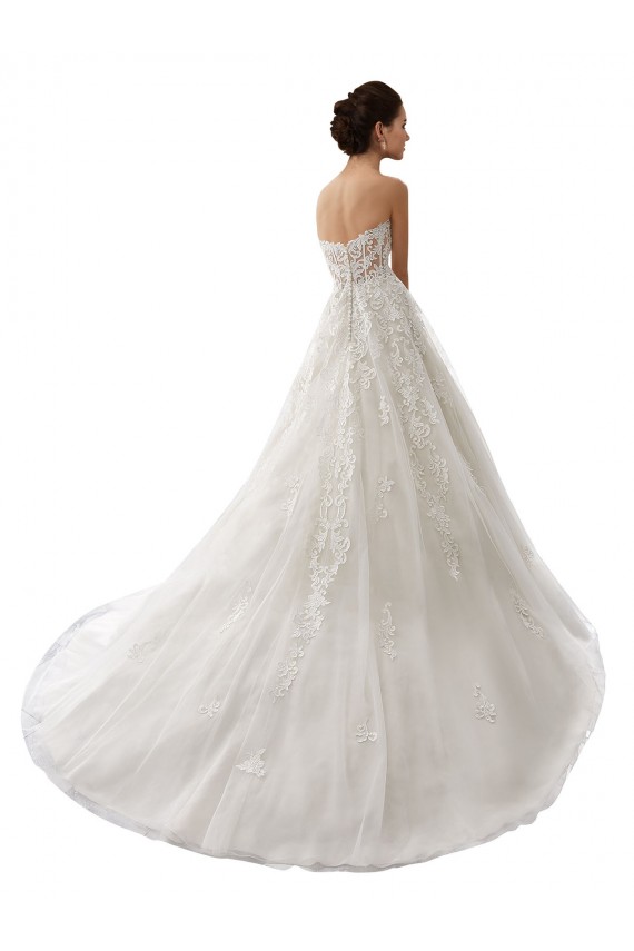 Site de Comboio Capela Sem Mangas Tule & Renda Branco Linha A Sem Mangas Vestidos de Noiva