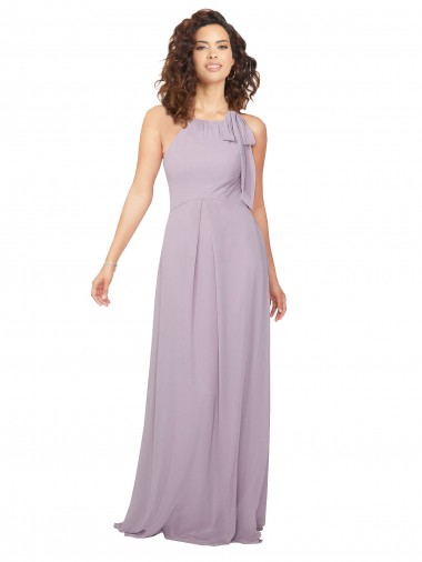 Site de Comprimento Chão Sem Mangas Chiffon Brilho Rosa Linha A Vestidos de Festa