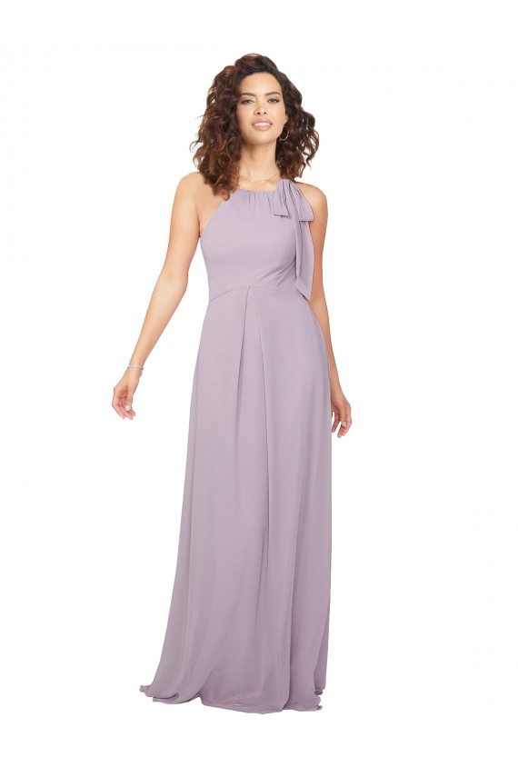 Site de Comprimento Chão Sem Mangas Chiffon Brilho Rosa Linha A Vestidos de Festa