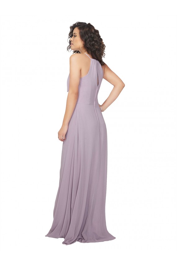 Site de Comprimento Chão Sem Mangas Chiffon Brilho Rosa Linha A Vestidos de Festa