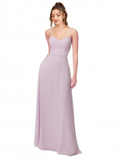 Site de Comprimento Chão Sem Mangas Chiffon Brilho Rosa Linha A Sem Mangas Vestidos de Madrinha