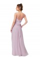 Site de Comprimento Chão Sem Mangas Chiffon Brilho Rosa Linha A Sem Mangas Vestidos de Madrinha