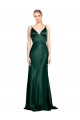 Site de Comprimento Chão Sem Mangas Cetim Elástico Caçador Verde Bainha Vestidos de Madrinha / Vestidos de Noite / Vestidos de Festa