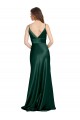 Site de Comprimento Chão Sem Mangas Cetim Elástico Caçador Verde Bainha Vestidos de Madrinha / Vestidos de Noite / Vestidos de Festa