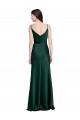 Site de Comprimento Chão Sem Mangas Cetim Elástico Caçador Verde Bainha Sem Mangas Vestidos de Madrinha / Vestidos de Noite / Vestidos de Festa
