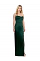 Site de Comprimento Chão Sem Mangas Cetim Elástico Caçador Verde Linha A Sem Mangas Sem alças Vestidos de Madrinha / Vestidos de Noite / Vestidos de Festa
