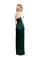 Site de Comprimento Chão Sem Mangas Cetim Elástico Caçador Verde Linha A Sem Mangas Sem alças Vestidos de Madrinha / Vestidos de Noite / Vestidos de Festa