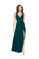 Site de Comprimento Chão Sem Mangas Chiffon Caçador Verde Linha A Vestidos de Madrinha
