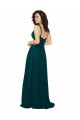 Site de Comprimento Chão Sem Mangas Chiffon Caçador Verde Linha A Sem Mangas Amor Vestidos de Madrinha