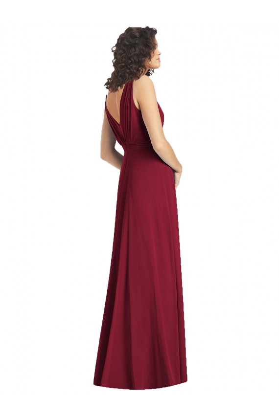 Site de Comprimento Chão Sem Mangas Chiffon Caçador Verde Linha A Vestidos de Festa
