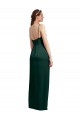 Site de Comprimento Chão Sem Mangas Cetim Elástico Caçador Verde Coluna Vestidos de Madrinha / Vestidos de Noite / Vestidos de Festa