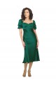 Site de Comprimento Midi Mangas Curtas Cetim Sedoso Caçador Verde Linha A Vestidos de Madrinha / Vestidos de Noite / Vestidos de Festa