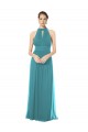 Site de Comprimento Chão Sem Mangas Chiffon Caçador Verde Linha A Sem Mangas Cabeçada Vestidos de Madrinha