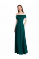 Site de Comprimento Chão Mangas Curtas Chiffon Caçador Verde Linha A Vestidos de Madrinha