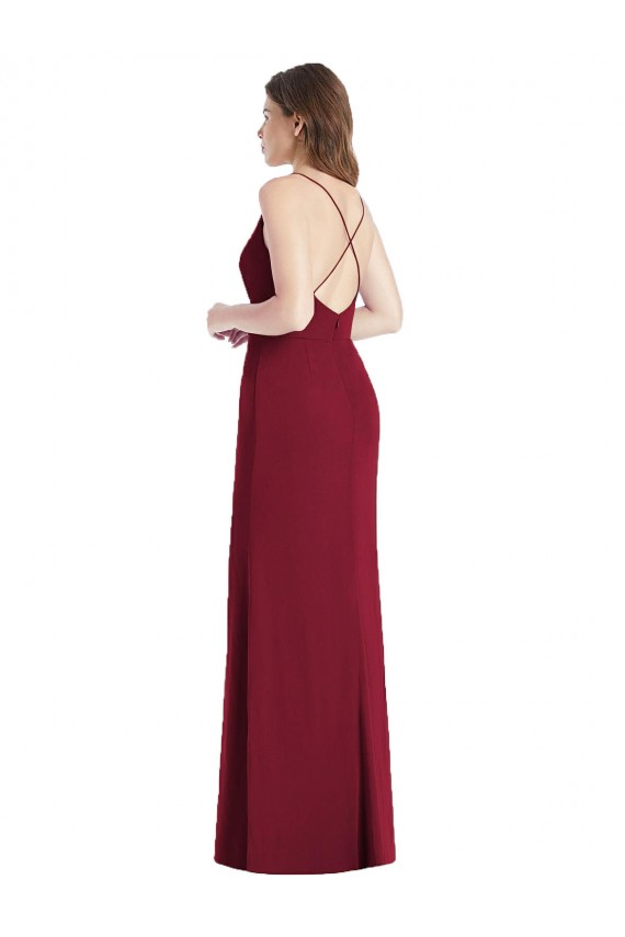 Site de Comprimento Chão Sem Mangas Chiffon Caçador Verde Sereia Vestido de Madrinha