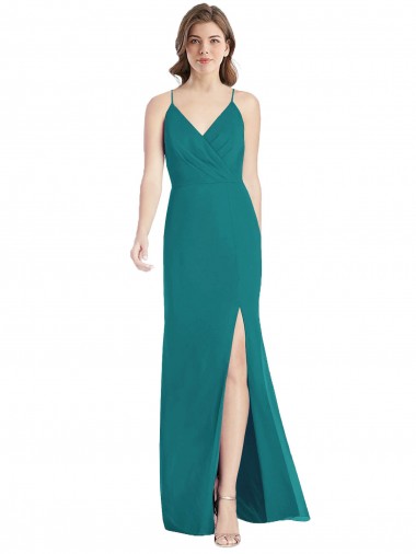 Site de Comprimento Chão Sem Mangas Chiffon Caçador Verde Sereia Vestido de Madrinha