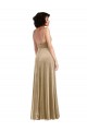 Site de Comprimento Chão Sem Mangas Veludo Elástico Champanhe Linha A Vestidos de Madrinha / Vestidos de Noite / Vestidos de Festa