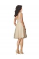 Site de Comprimento Joelho Sem Mangas Tule & Renda Champanhe Linha A Vestidos de Madrinha