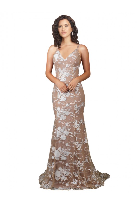 Site de Comboio Varredela Sem Mangas Renda Champanhe Sereia Sem Mangas Vestidos de Noiva