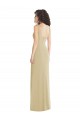 Site de Comprimento Chão Sem Mangas Crepe Esticado Champanhe Trombeta Vestidos de Madrinha / Vestidos de Noite / Vestidos de Festa