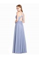 Site de Comprimento Chão Sem Mangas Chiffon & Renda Linha A Sem Mangas Amor Longo Abrir de volta Vestidos de Madrinha