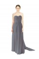 Site de Comprimento Chão Sem Mangas Chiffon Cinza Ardósia Linha A Vestidos de Madrinha