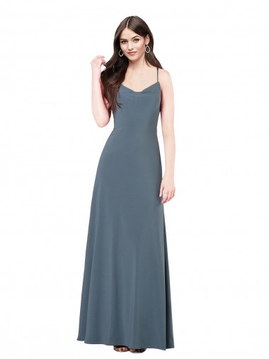 Site de Comprimento Chão Sem Mangas Spandex Cinza Ardósia Linha A Vestidos de Madrinha / Vestidos de Festa