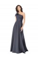 Site de Comprimento Chão Sem Mangas Cetim Cinza Ardósia Linha A Vestidos de Madrinha / Vestidos de Noite / Vestidos de Festa