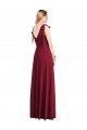 Site de Comprimento Chão Sem Mangas Chiffon Coral Trombeta Vestidos de Madrinha
