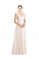 Site de Comprimento Chão Sem Mangas Chiffon & Renda Creme Rosa Linha A Vestidos de Madrinha