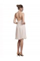 Site de Comprimento Joelho Sem Mangas Chiffon Creme Rosa Linha A Vestidos de Madrinha / Vestidos de Cocktail / Vestidos de Homecoming